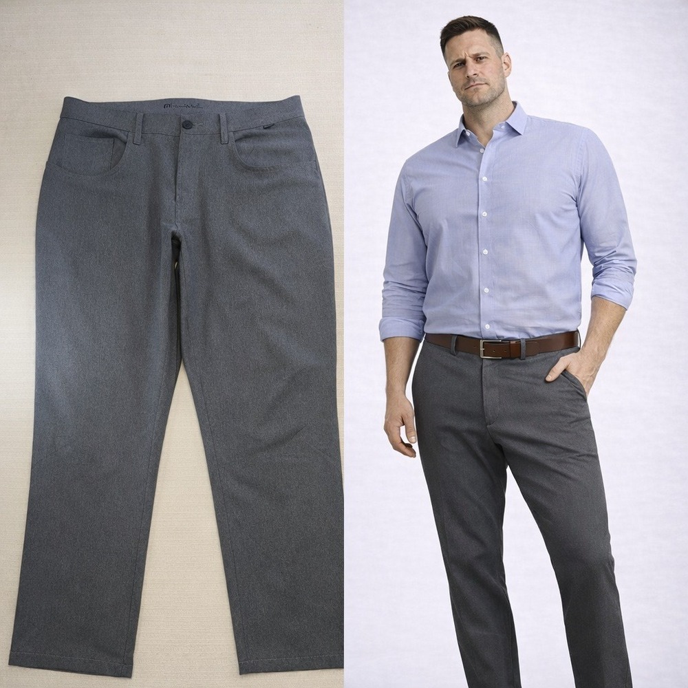 TravisMathew Open To Close Grey Heather Performance Golf Pants Mens 34x30